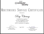 Top Reviewer of TC，Congrats to Dr. Ray Cheung !